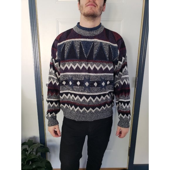 90s Geometric Acrylic Sweater‎ - Picture 1 of 4